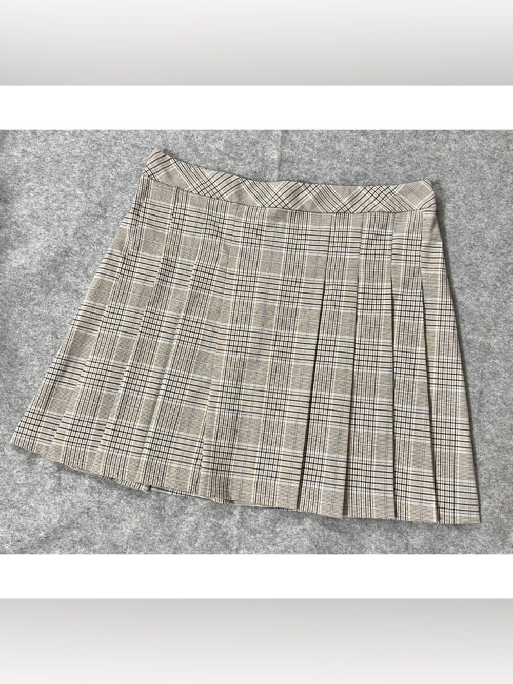 Mango MNG pleat detail check grey mini skirt US Women’s XL
